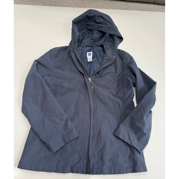 GAP Jackets & Blazers - Gap Womens Navy Blue Hooded Windbreaker Full Zip Jacket Size M